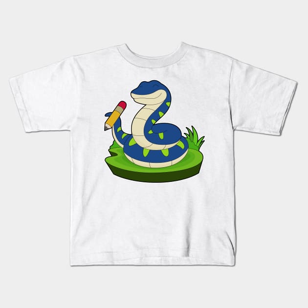 Snake Pupil Pencil School Kids T-Shirt by Markus Schnabel